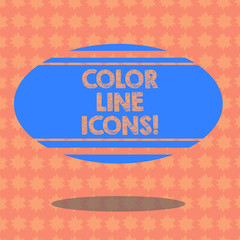 Fototapete - Writing note showing Color Line Icons. Business photo showcasing colored figures help us to go faster in way or open app Blank Color Oval Shape with Horizontal Stripe Floating and Shadow