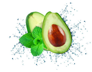 Wall Mural - avocado water splash isolated on white