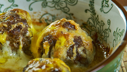 Canvas Print - Cheesy Meatballs and Shells Casserole