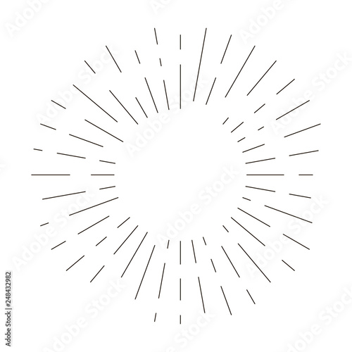 Vintage sunburst explosion lines.Fireworks black rays design element. Linear ...