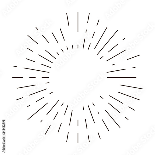 Retro  bursting rays design elements. Set of radial lines emblem. Design elem...