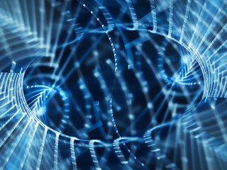 Aufkleber - abstract blue and black background. fractal graphics series. 3d illustration. dynamic composition of