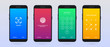 © SMUX - Screen Lock. Set of four mobile phone screen loch Passcode interface for lock screen or enter password pages.