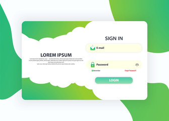Fototapete - Login form page. Web page design templates for Sign in. UI Design Concept. Login Application with Password Form Window. Trendy Holographic Gradients.