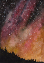 Galaxy Starry Night Watercolor Background
