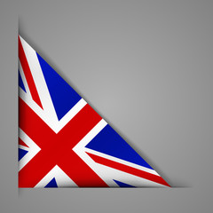 Flag of the Great Britain . Realistic flag of England. Paper cutting style.Corner Ribbon. Isolated Vector illustration.