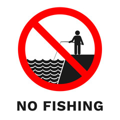 Sticker - NO FISHING sign. Vector.