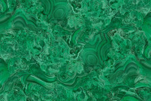 Closeup Green Malachite Stone With Natural Pattern Texture Background.