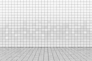 White ceramic tile wall and floor background