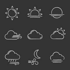 Canvas Print - Weather forecast chalk icons set