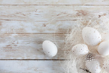Eggs On Wooden Background