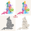 England maps with largest cities vector set