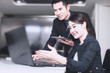 © khwanchai - Finance and accounting concept, business woman showing and present about profit and briefing work with manager