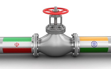 Poster - Pipeline with flags. Image with clipping path