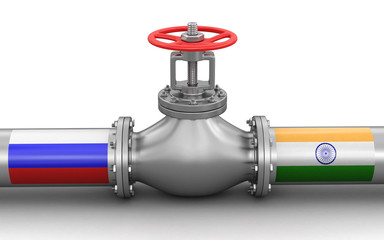 Poster - Pipeline with flags. Image with clipping path
