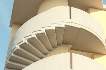 Spiral staircase of a building - Minimal perspective (Pesaro, Italy)