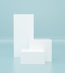 Poster - White cube on wall studio background. 3d rendering