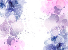 Watercolor Background With Abstract Flowers