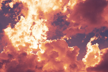 Wall Mural - Dramatic view of a red clouds in the sunset sky (background, texture)