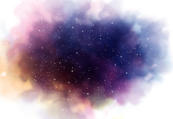 star field in galaxy space with nebula, abstract watercolor digital art painting for texture backgro