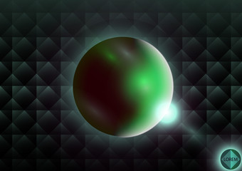 Wall Mural - futuristic sphere on a dark creative background of squares and rhombuses. aura and flashes of light.