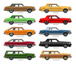 Vector Illustration of 1980s Mid-Size Cars