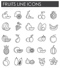 Poster - fruit icons set on white background for graphic and web design, modern simple vector sign. internet 