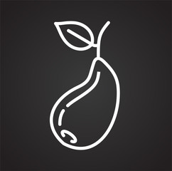 Poster - pear line icon on black background for graphic and web design, modern simple vector sign. internet c