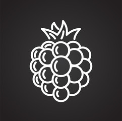 Poster - raspberry line icon on black background for graphic and web design, modern simple vector sign. inter