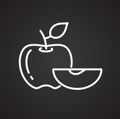 Poster - apple line icon on black background for graphic and web design, modern simple vector sign. internet 