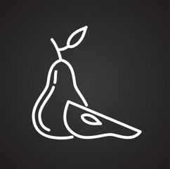 Poster - pear line icon on blackbackground for graphic and web design, modern simple vector sign. internet co