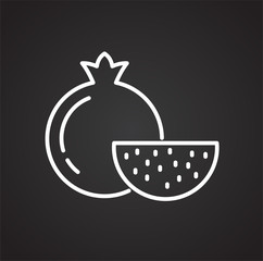 Poster - pomegranate line icon on black background for graphic and web design, modern simple vector sign. int