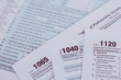US tax form 1040, 1120, 1065 / taxation concept. USA