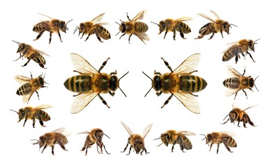 bee or honeybee isolated on the white background