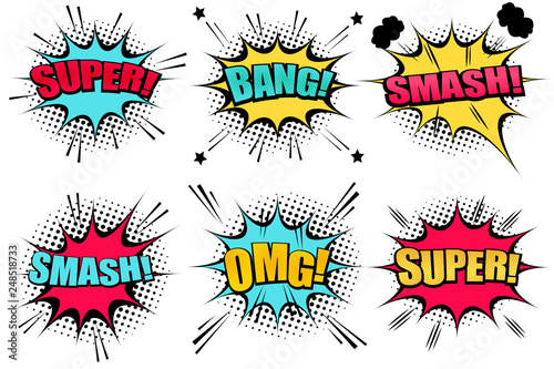 Comic speech bubbles collection Tablou Canvas