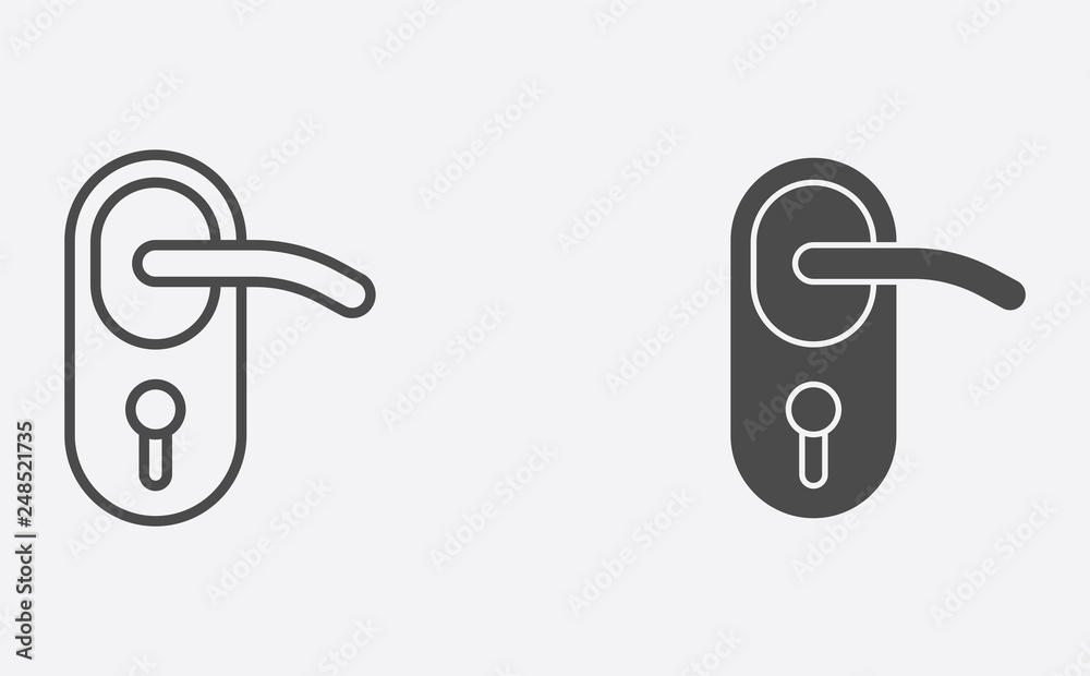 Door handle outline and filled vector icon sign symbol - obrazy, fototapety, plakaty 