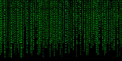 Matrix green on black background.Computer virus and hacker screen wallpaper