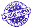 OVARIAN CANCER stamp seal watermark with distress texture. Designed with rounded rectangles and circles. Blue vector rubber print of OVARIAN CANCER tag with grunge texture.