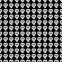 Wall Mural - Skulls seamless pattern. Happy Halloween pattern. Black and white vector illustration.