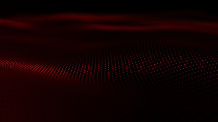 3d abstract digital wave particles. network mesh technology wave digital illustration. big data. 3d 