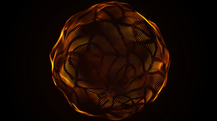 Poster - Abstract wavy sphere. Digital background with image of plastic ball. Futuristic infographics. 3D rendering.