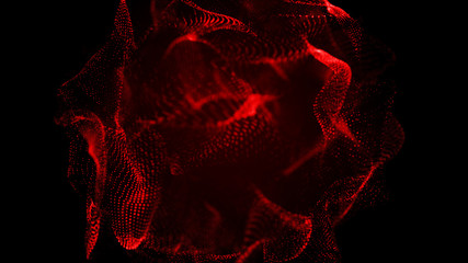 Poster - Abstract wavy sphere. Digital background with image of plastic ball. Futuristic infographics. 3D rendering.
