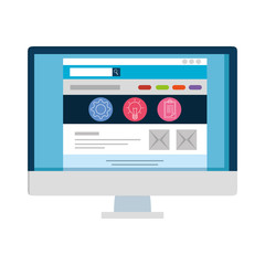 desktop with webpage template