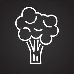 Poster - Broccoli line icon on black background for graphic and web design, Modern simple vector sign. Internet concept. Trendy symbol for website design web button or mobile app