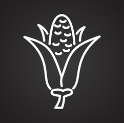 Poster - Corn line icon on black background for graphic and web design, Modern simple vector sign. Internet concept. Trendy symbol for website design web button or mobile app