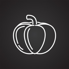 Poster - Pumpkin line icon on black background for graphic and web design, Modern simple vector sign. Internet concept. Trendy symbol for website design web button or mobile app