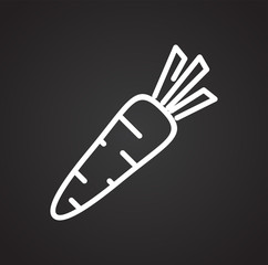 Poster - Carrot line icon on black background for graphic and web design, Modern simple vector sign. Internet concept. Trendy symbol for website design web button or mobile app
