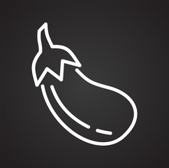 Poster - Eggplant line icon on black background for graphic and web design, Modern simple vector sign. Internet concept. Trendy symbol for website design web button or mobile app