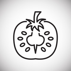 Poster - Tomato line icon on white background for graphic and web design, Modern simple vector sign. Internet concept. Trendy symbol for website design web button or mobile app