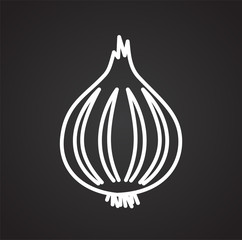 Poster - Onion line icon on black background for graphic and web design, Modern simple vector sign. Internet concept. Trendy symbol for website design web button or mobile app